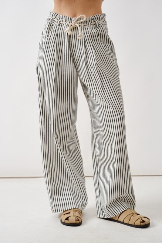Women’s Striped Wide Leg Linen Blend Pants