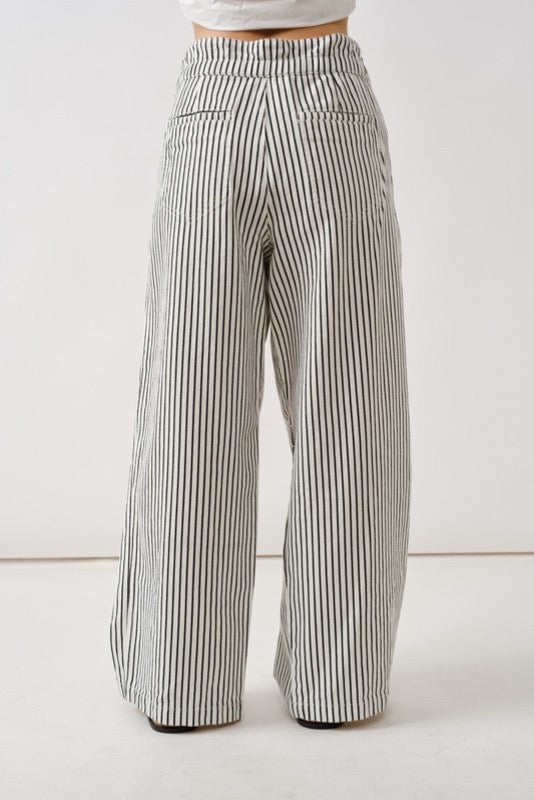 Women’s Striped Wide Leg Linen Blend Pants