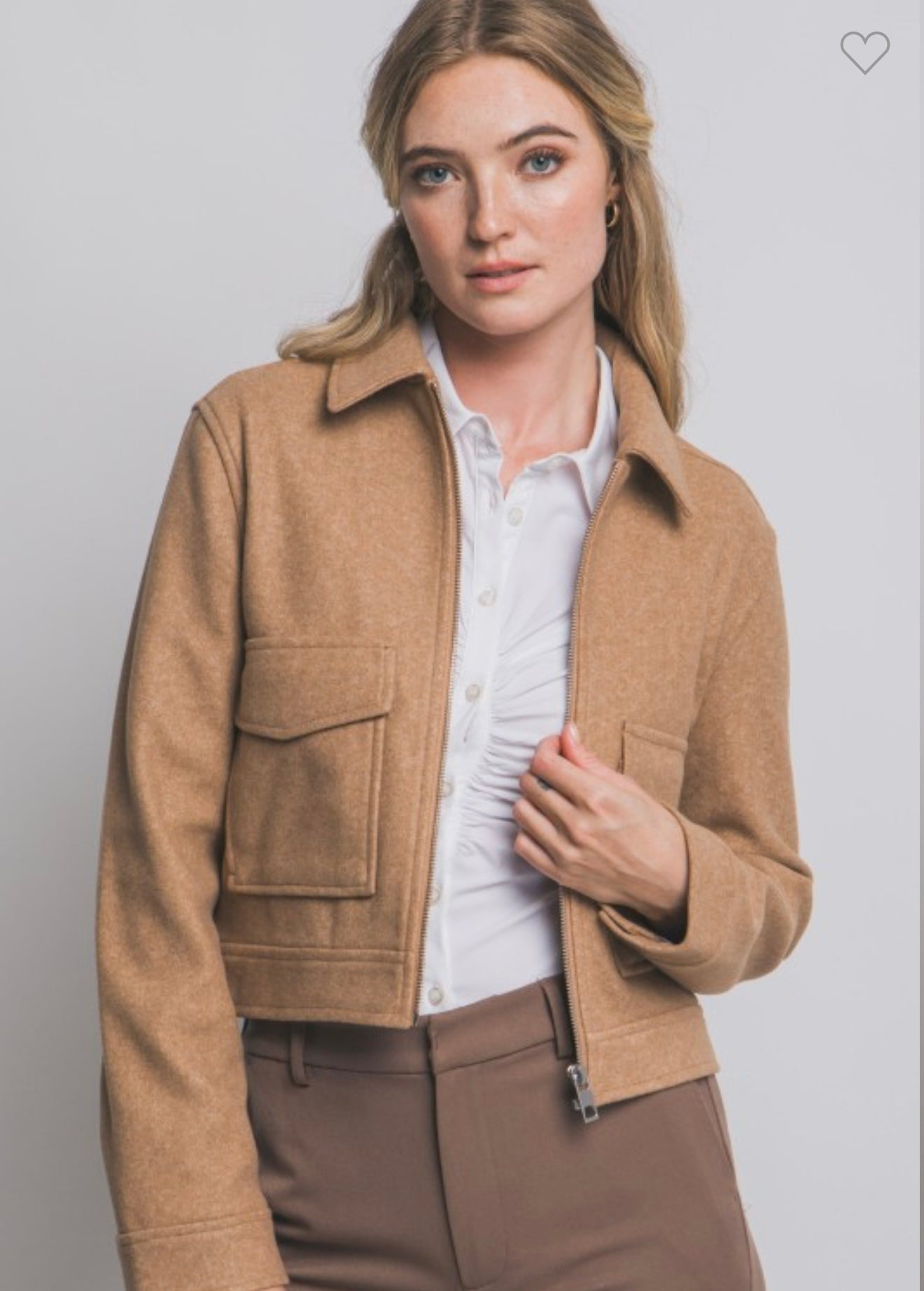 Camel Utility Zip Jacket