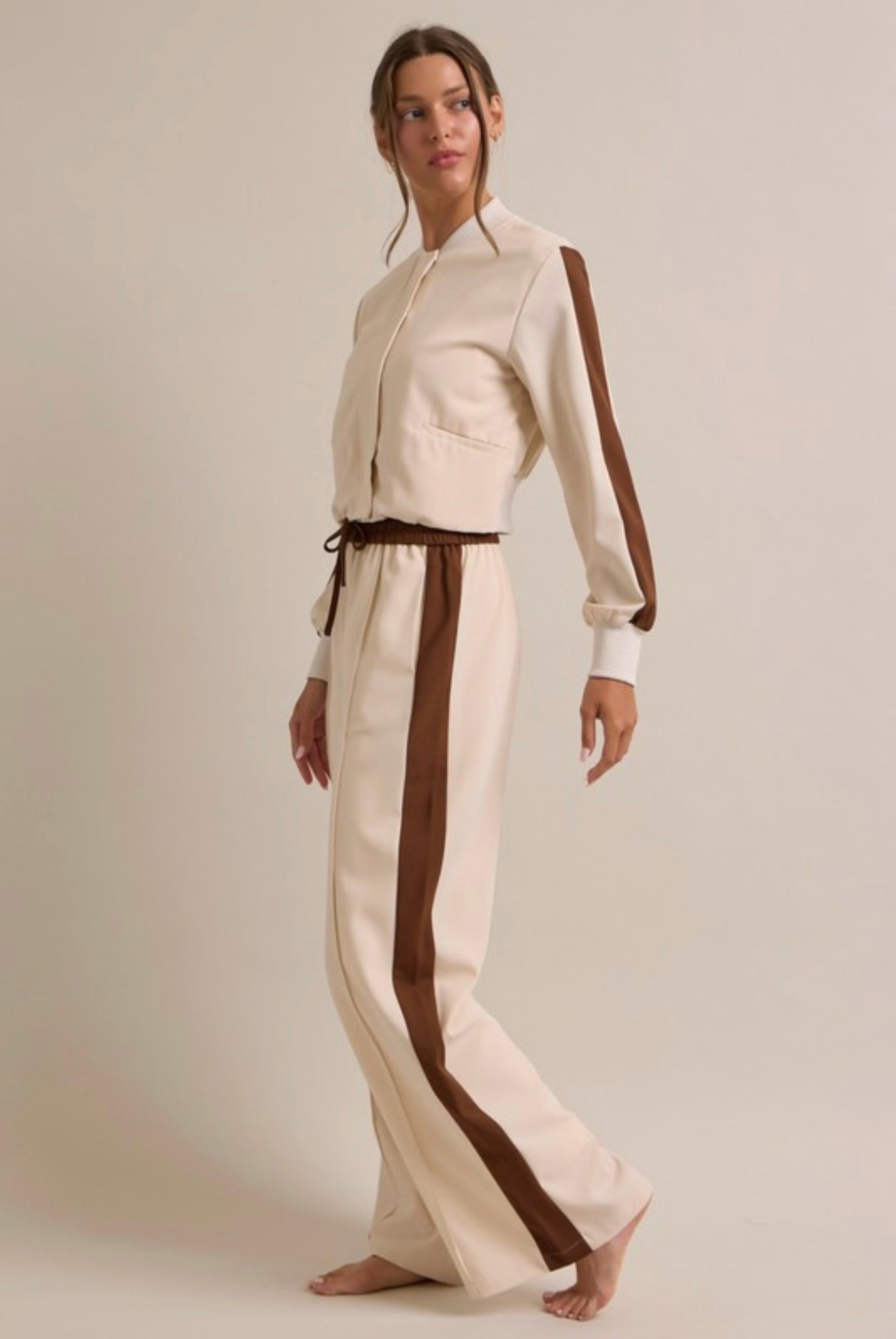 Cream & Mocha Two-Piece Track Set