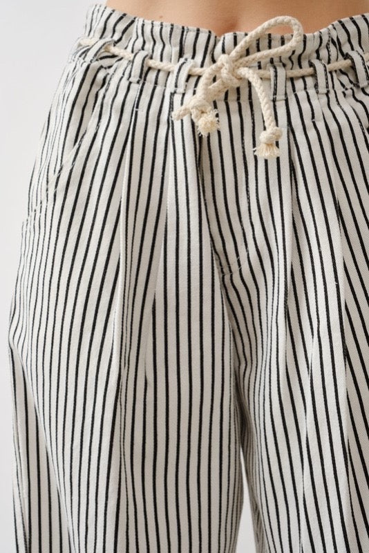 Women’s Striped Wide Leg Linen Blend Pants