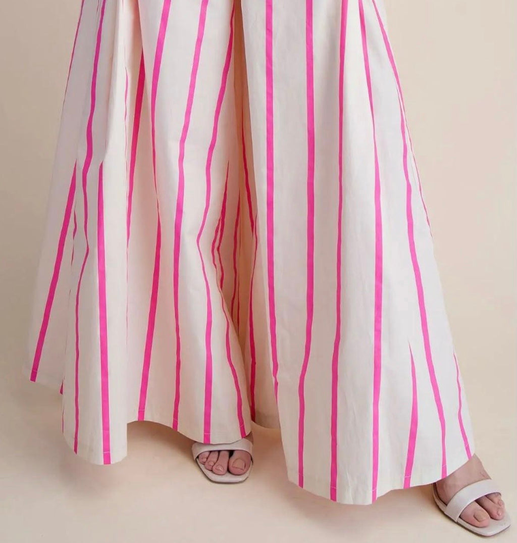 Pink Striped Wide-Leg Pants