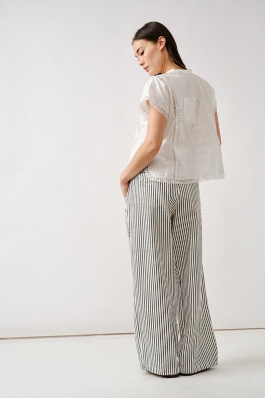 Women’s Striped Wide Leg Linen Blend Pants