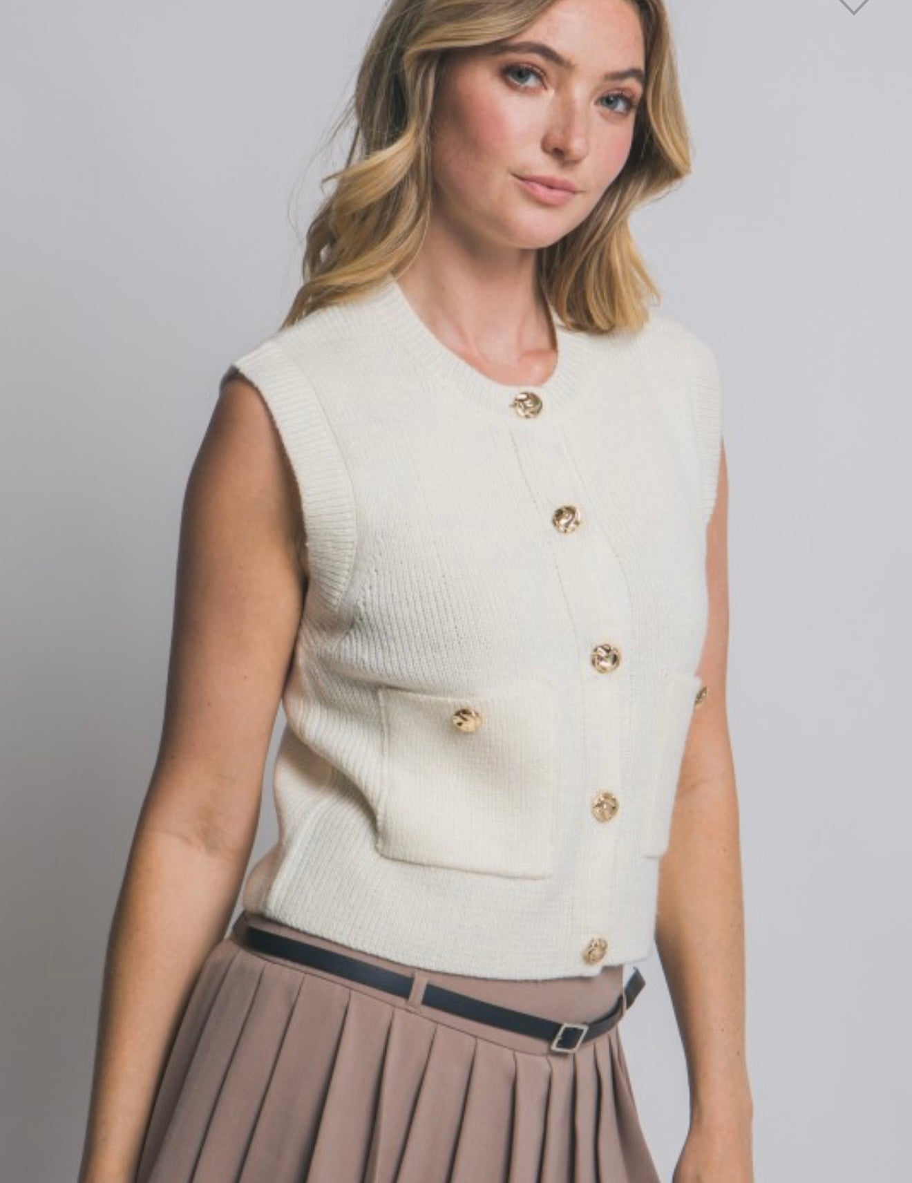 Cream Knit Vest