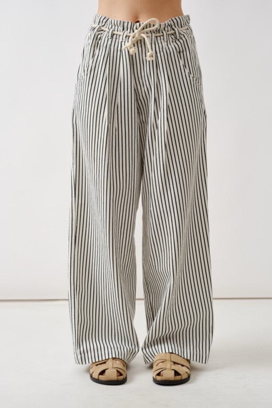 Women’s Striped Wide Leg Linen Blend Pants