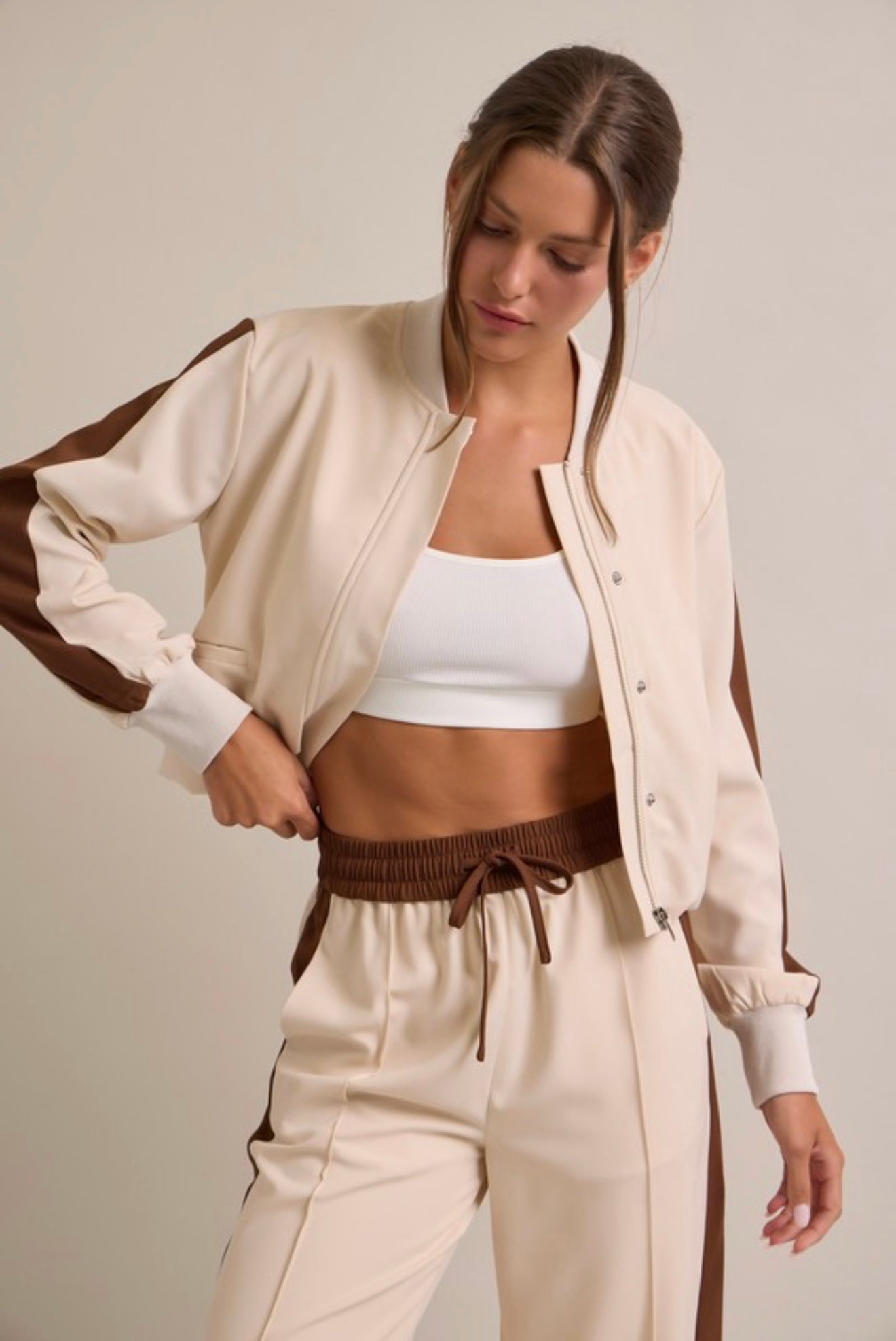 Cream & Mocha Two-Piece Track Set