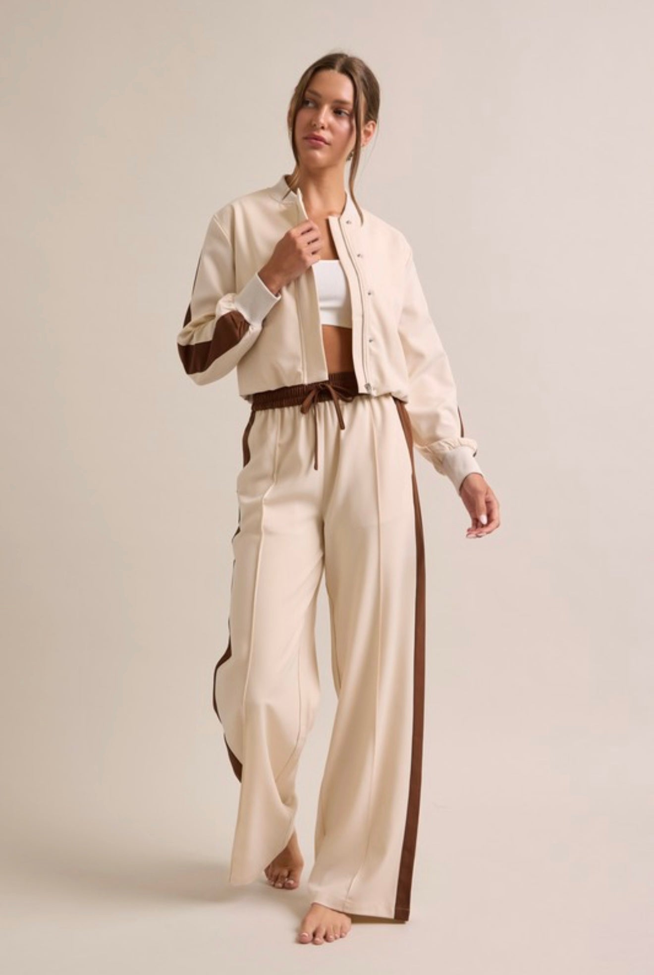 Cream & Mocha Two-Piece Track Set