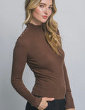 Mocha Mock Neck Knit Top