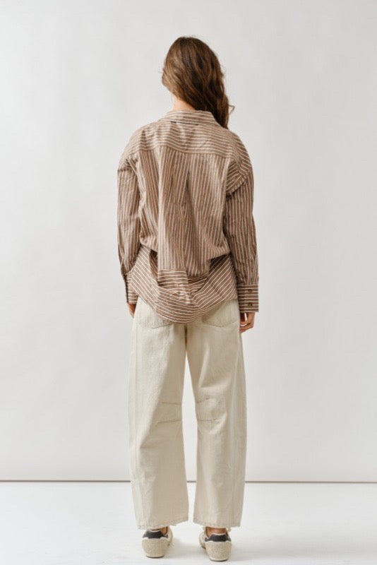 Cream Floral Embroidered Wide Leg Pants