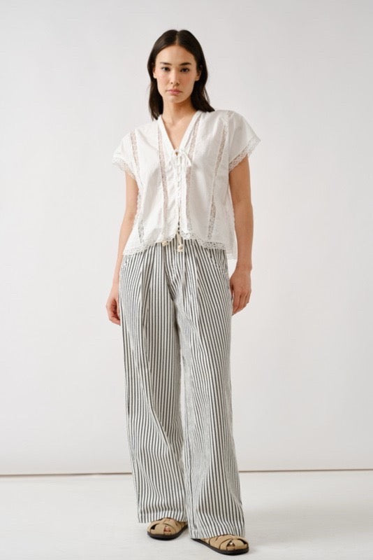 Women’s Striped Wide Leg Linen Blend Pants