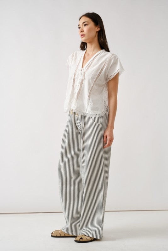 Women’s Striped Wide Leg Linen Blend Pants