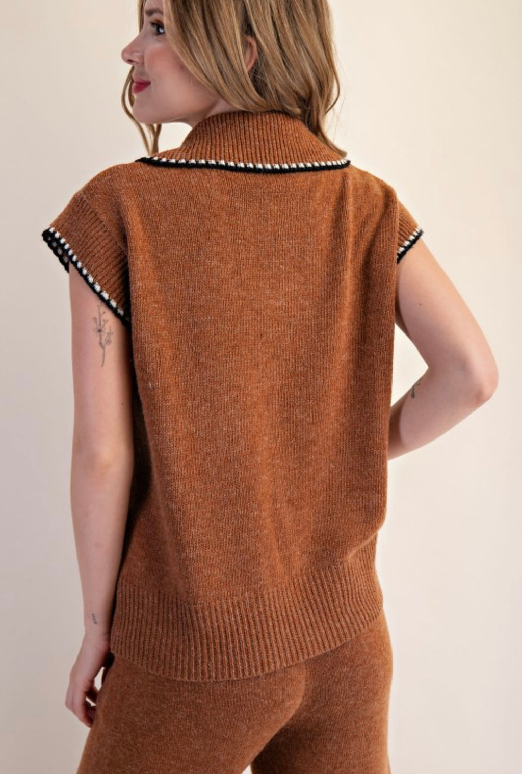 Camel Knit Polo Top