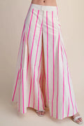 Pink Striped Wide-Leg Pants