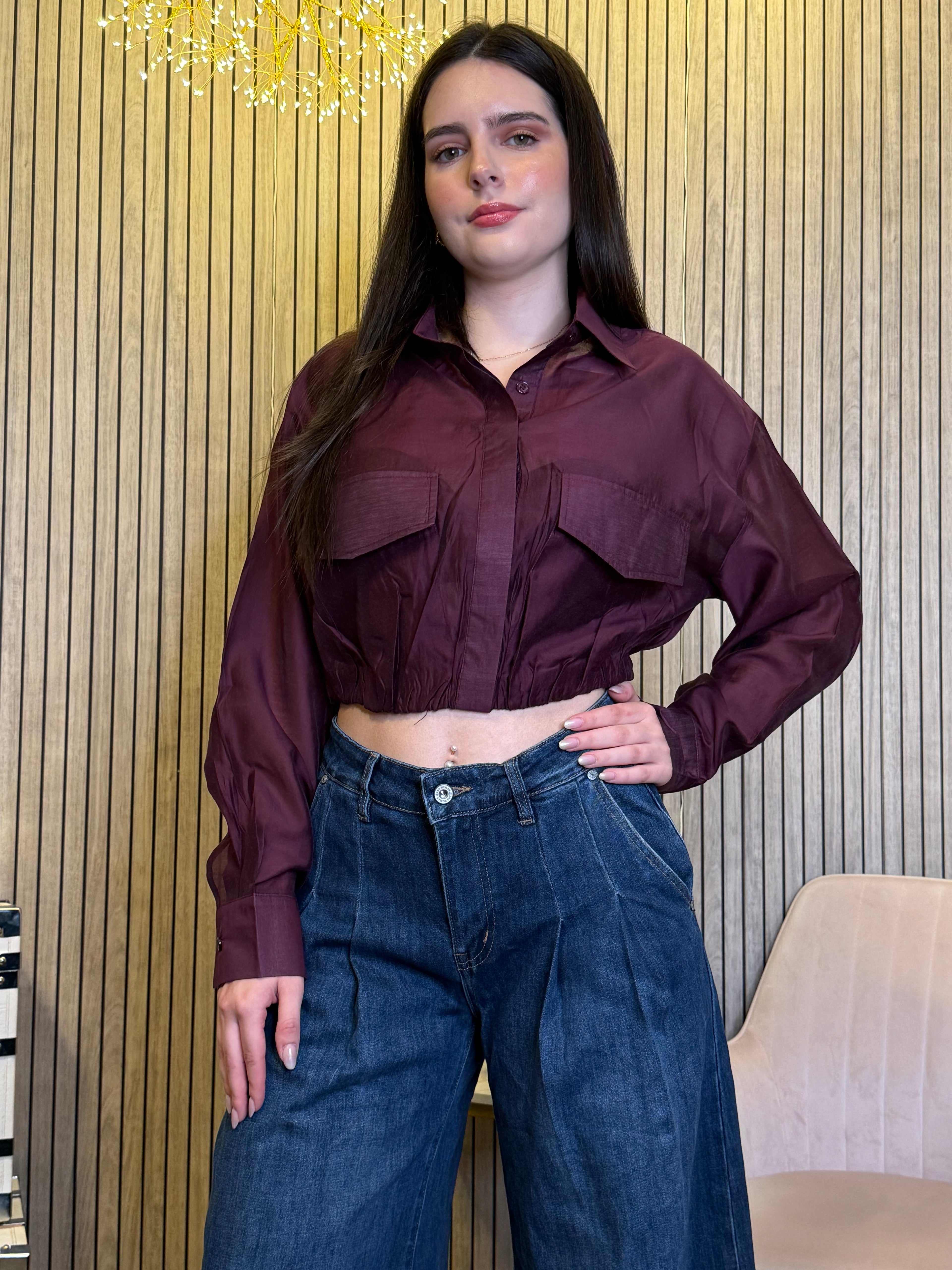 Women’s Satin Button Down Blouse Long Sleeve Dressy Top