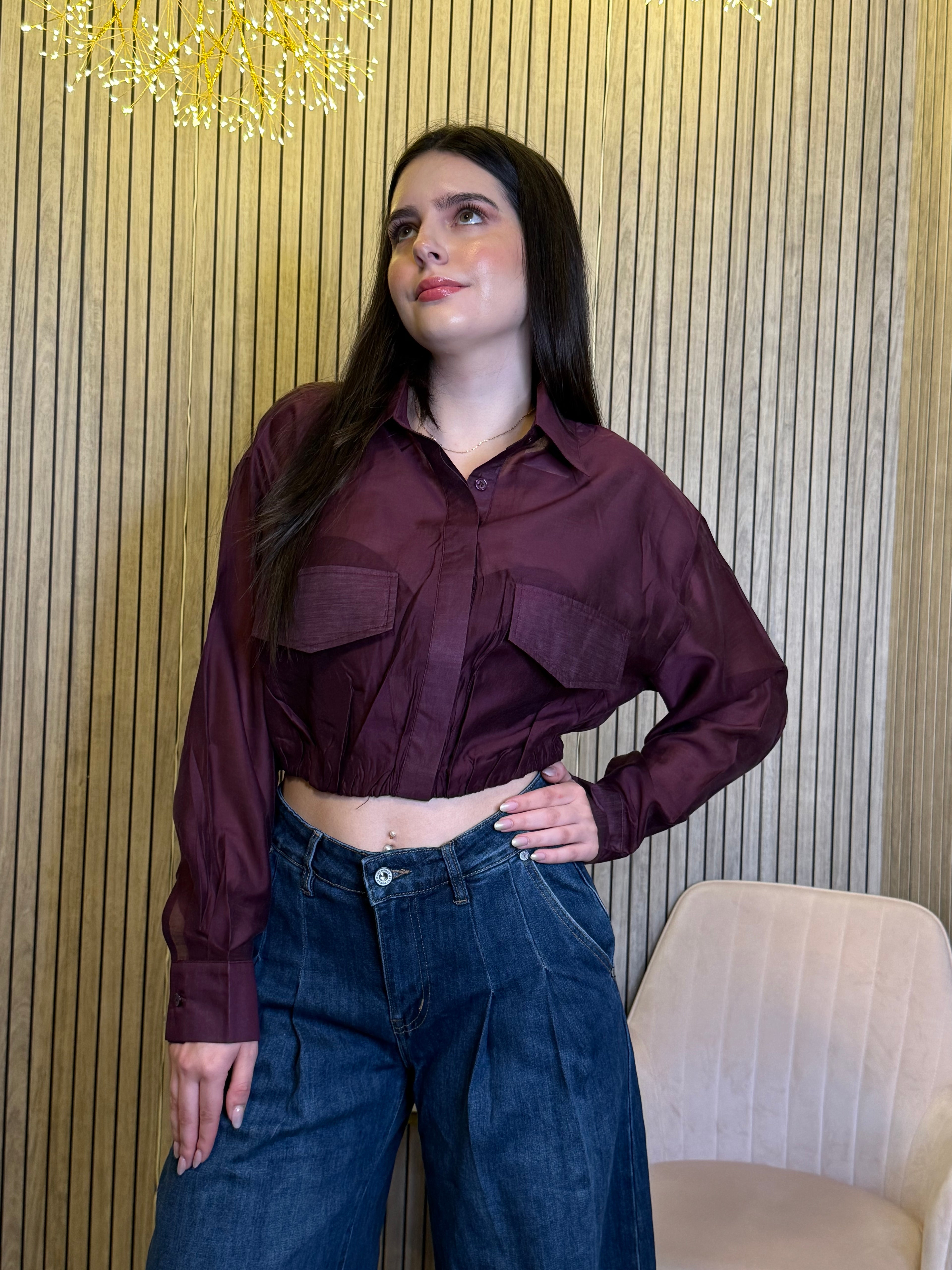 Women’s Satin Button Down Blouse Long Sleeve Dressy Top