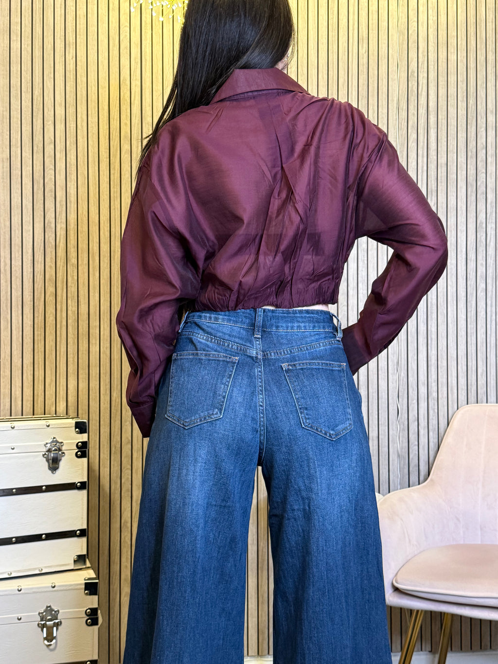 Women’s Satin Button Down Blouse Long Sleeve Dressy Top