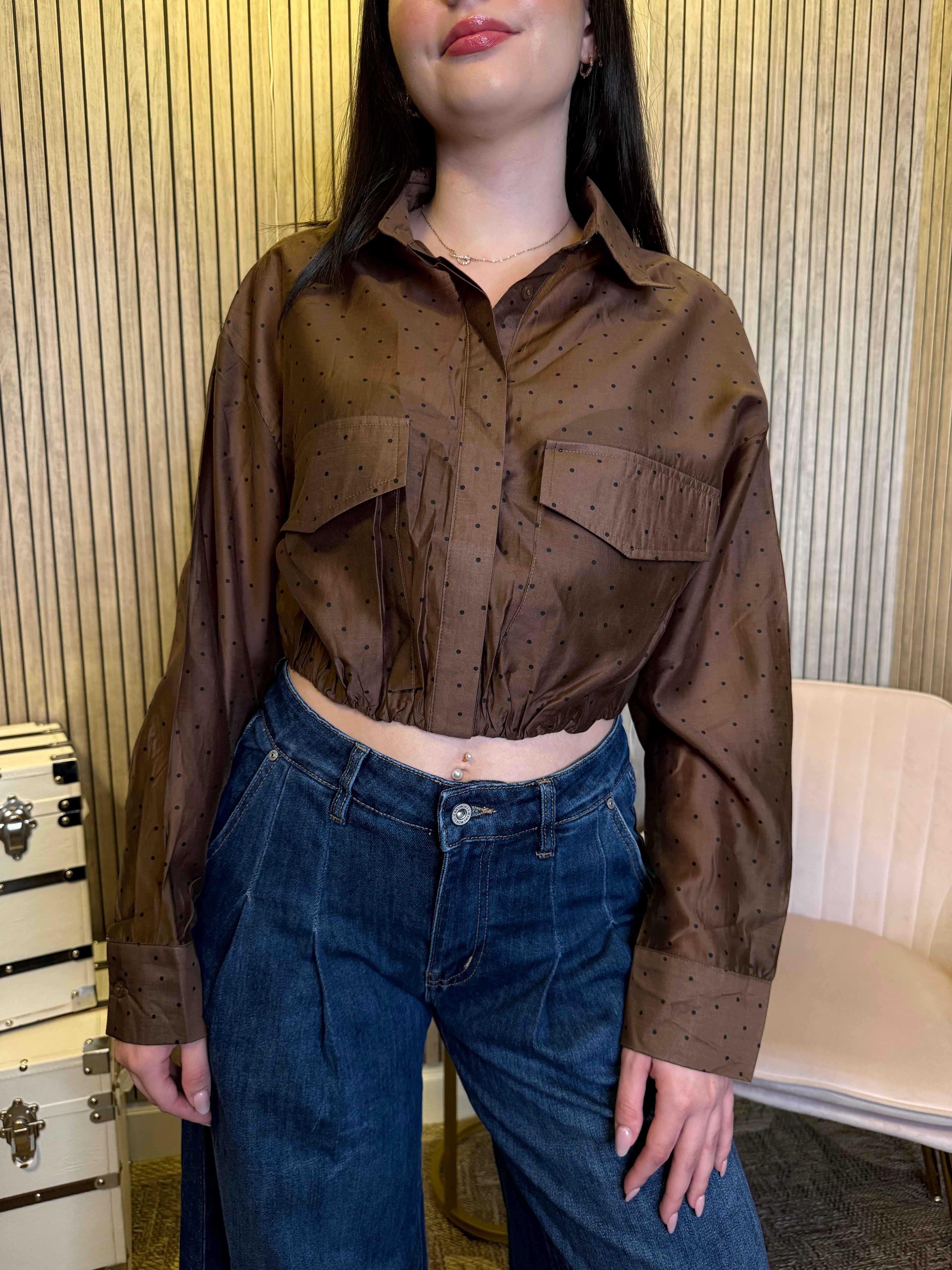 Women’s Satin Button Down Blouse Long Sleeve Dressy Top
