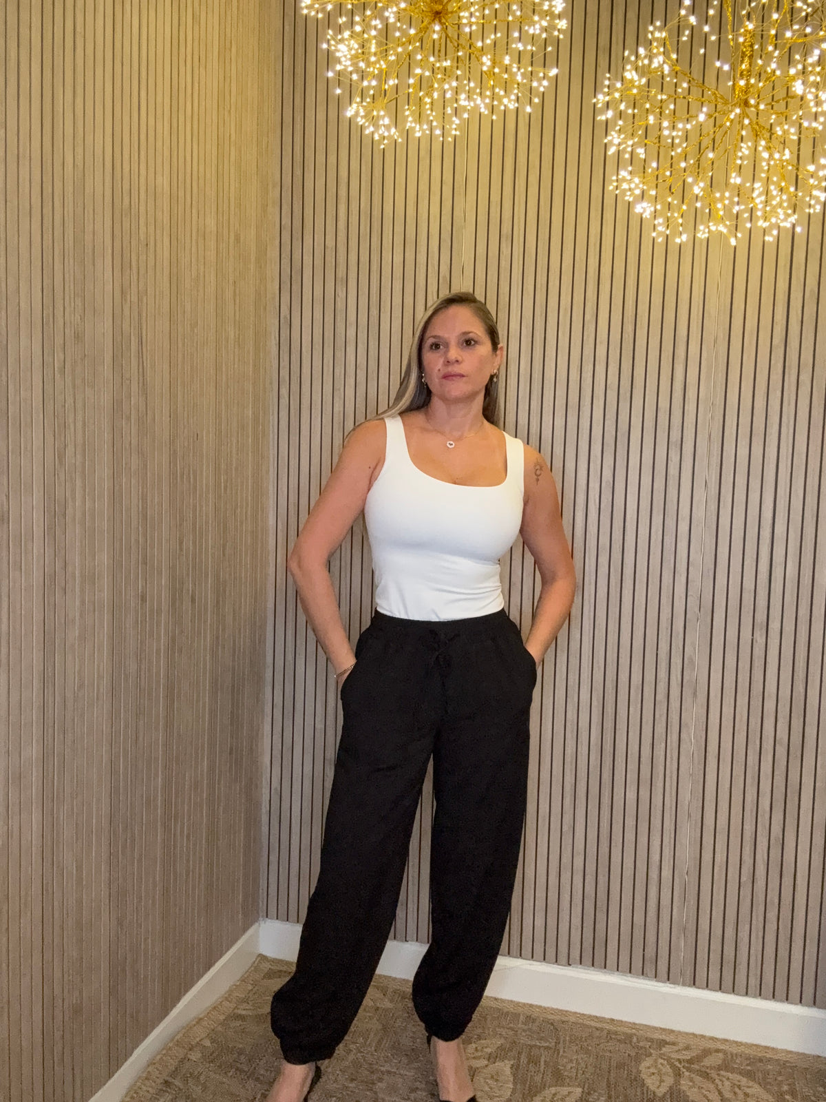 Women’s Black 2 Piece Tracksuit Set Snap Button Jacket & Jogger Pants